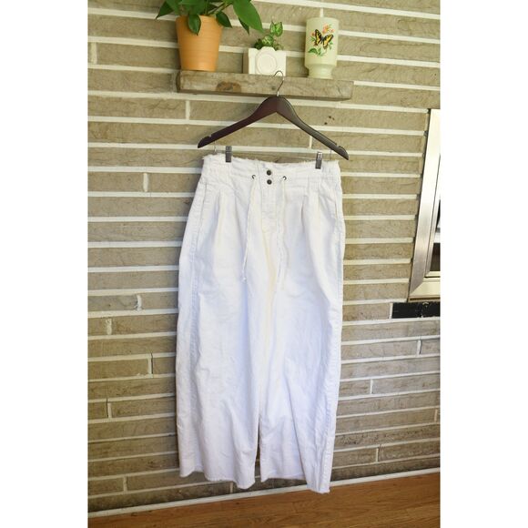 Every High Waisted Ivory White Denim Snap wide leg barrel jeans demin 14 - Picture 13 of 13